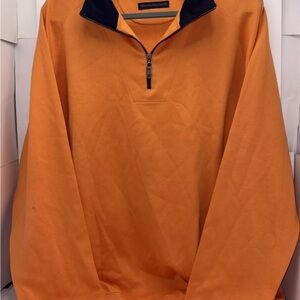 Bobby Jones 1/4 Zip Pullover Golf Shirt Large Orange & Navy Blue‎